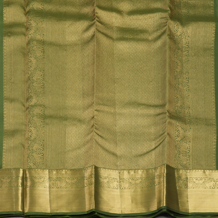 Hayagrivas Handloom Mehandi Green Kanjivaram Silk Saree KBF749H1-2