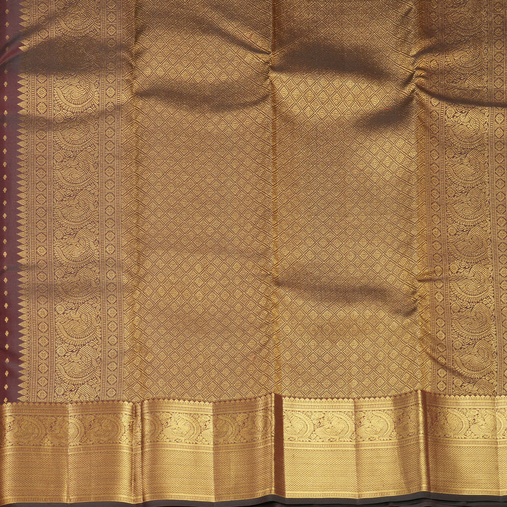 Hayagrivas Handloom Brown Kanjivaram Silk Saree KBF749H1-3
