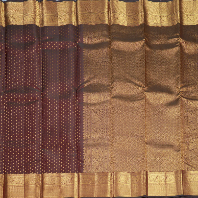 Hayagrivas Handloom Brown Kanjivaram Silk Saree KBF749H1-3