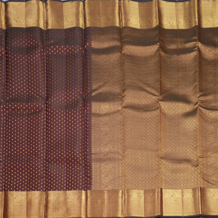 Hayagrivas Handloom Brown Kanjivaram Silk Saree KBF749H1-3