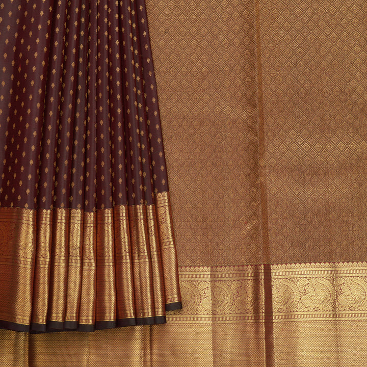 Hayagrivas Handloom Brown Kanjivaram Silk Saree KBF749H1-3