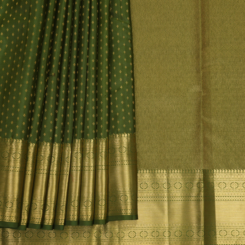 Hayagrivas Handloom Mehandi Green Kanjivaram Silk Saree KBF749H1-7