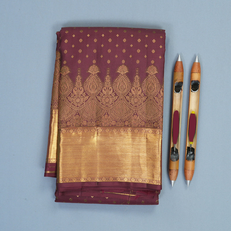 Hayagrivas Handloom Plum Purple Kanjivaram Silk Saree KBF749H2-2