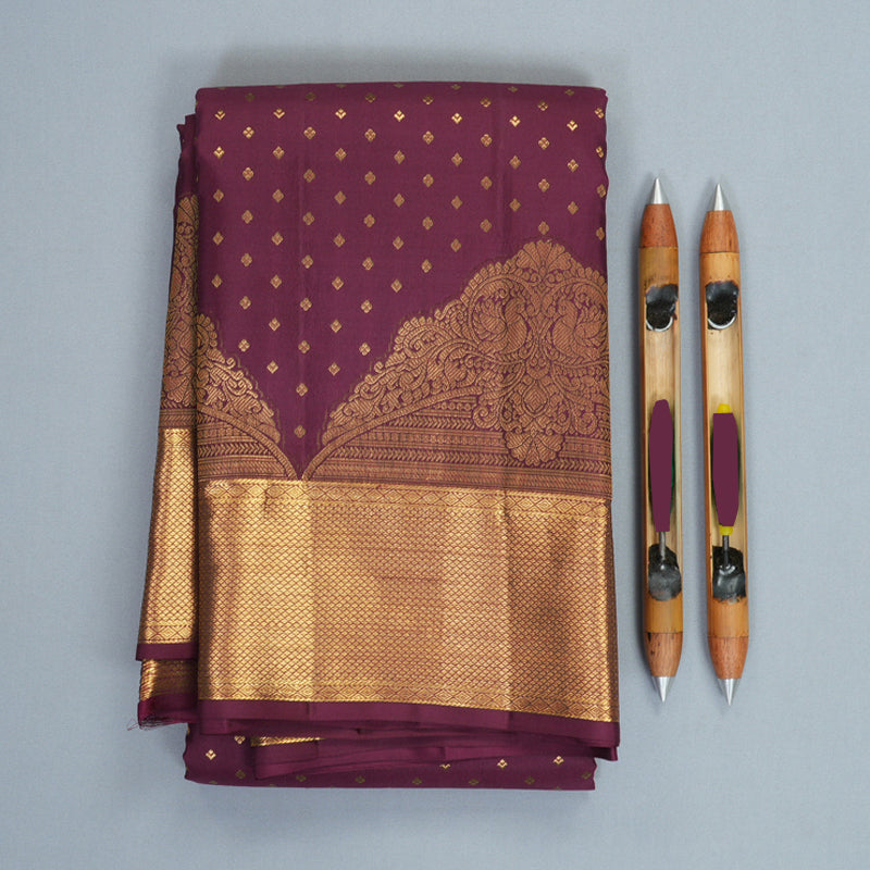 Hayagrivas Handloom Burgundy Kanjivaram Silk Saree KBF749H2-3
