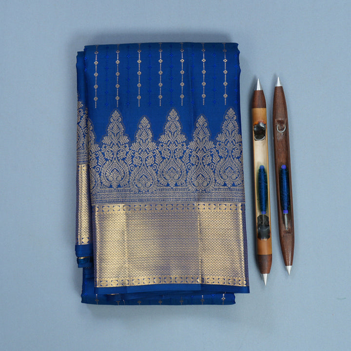 Hayagrivas Handloom Peacock Blue Kanjivaram Silk Saree KBF749H2-4