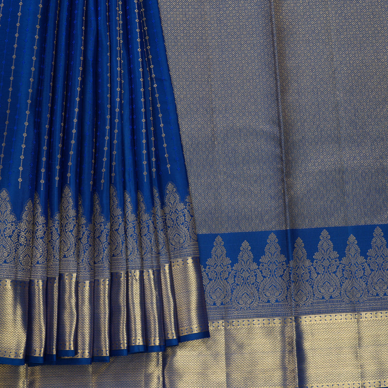 Hayagrivas Handloom Peacock Blue Kanjivaram Silk Saree KBF749H2-4