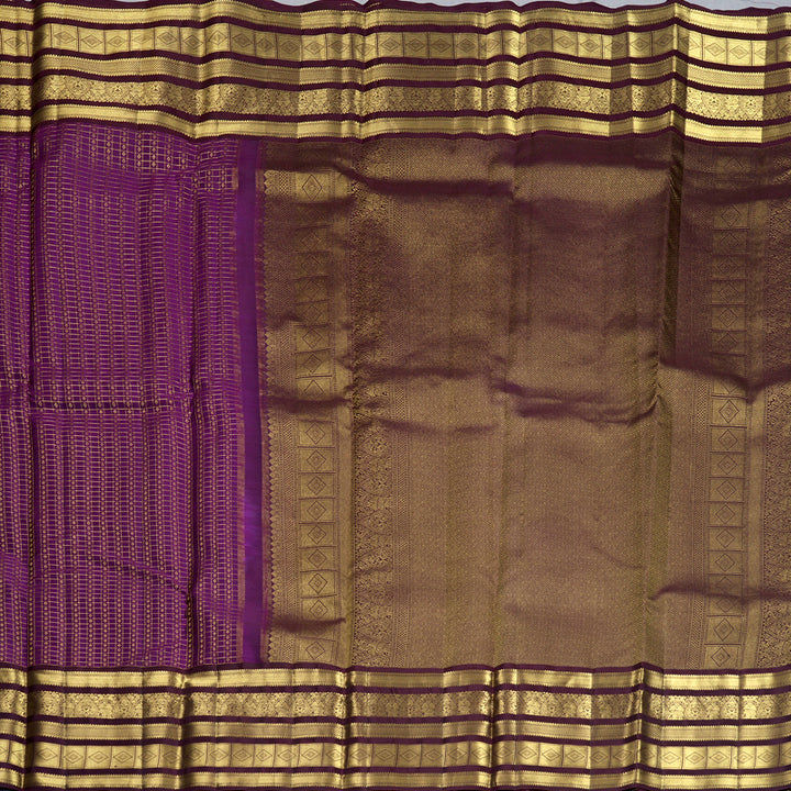 Hayagrivas Handloom Purple Kanjivaram Silk Saree with Plum Purple Border KBF749H3-1