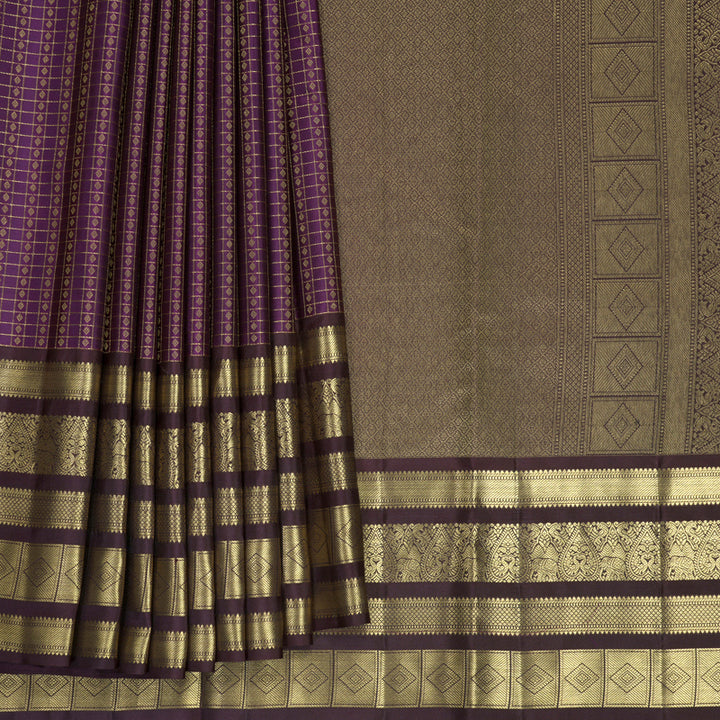 Hayagrivas Handloom Purple Kanjivaram Silk Saree with Plum Purple Border KBF749H3-1