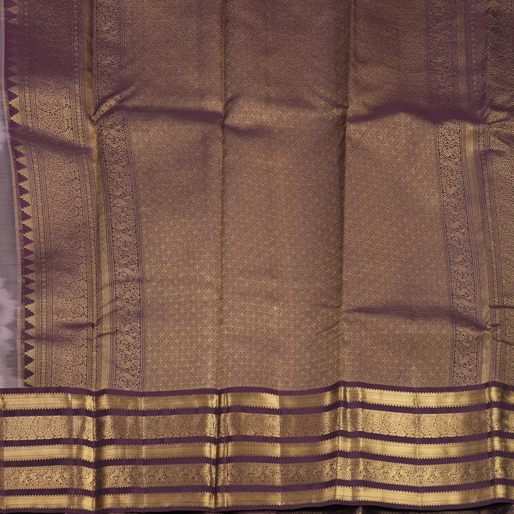 Hayagrivas Handloom Mauve Kanjivaram Silk Saree with Plum Purple Border KBF749H3-2