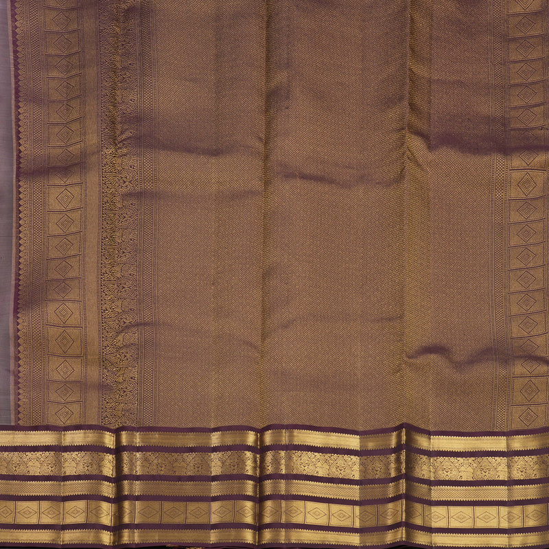 Hayagrivas Handloom Mauve Kanjivaram Silk Saree with Plum Purple Border KBF749H3-3