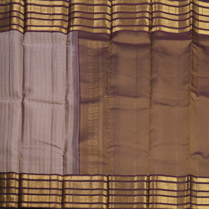 Hayagrivas Handloom Mauve Kanjivaram Silk Saree with Plum Purple Border KBF749H3-3