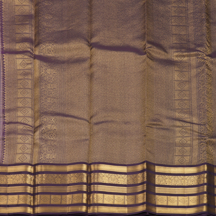 Hayagrivas Handloom Mauve Kanjivaram Silk Saree with Purple Border KBF749H3-5