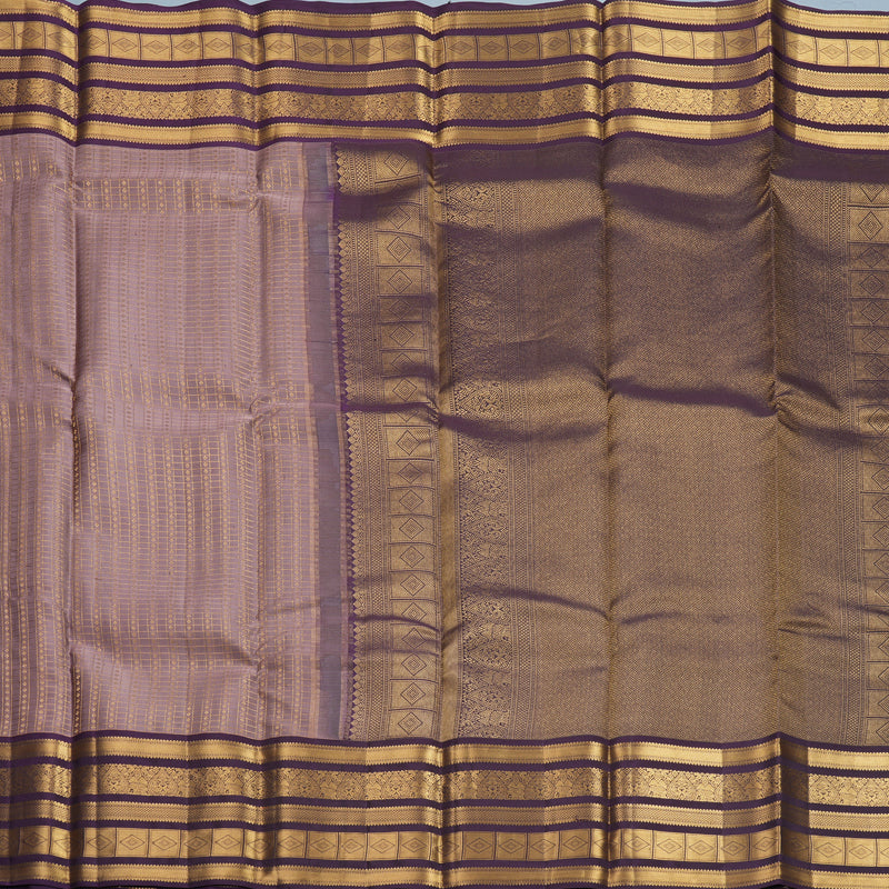 Hayagrivas Handloom Mauve Kanjivaram Silk Saree with Purple Border KBF749H3-5