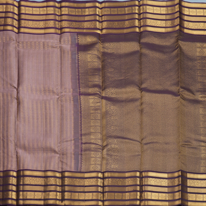Hayagrivas Handloom Mauve Kanjivaram Silk Saree with Purple Border KBF749H3-5