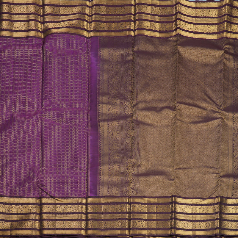 Hayagrivas Handloom Purple Kanjivaram Silk Saree with Deep Plum Purple Border KBF749H3-7
