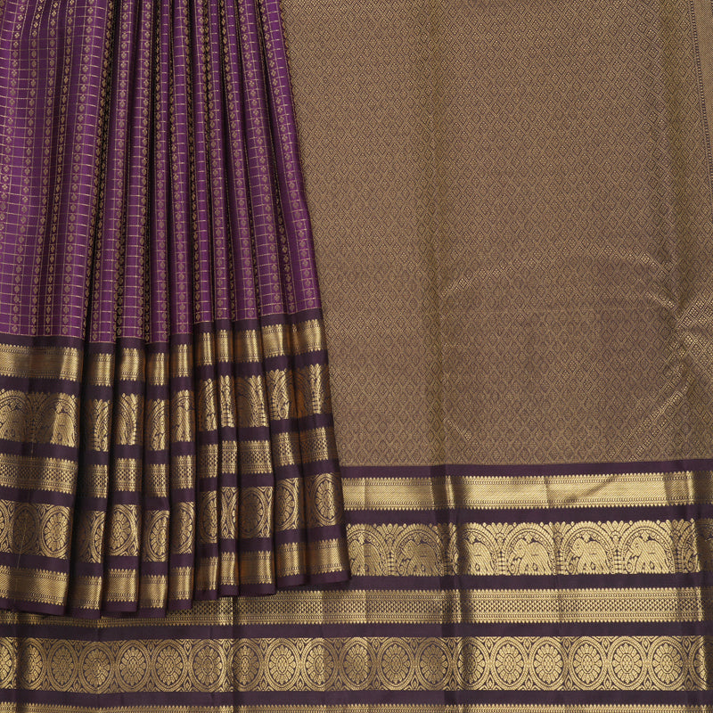 Hayagrivas Handloom Purple Kanjivaram Silk Saree with Deep Plum Purple Border KBF749H3-7