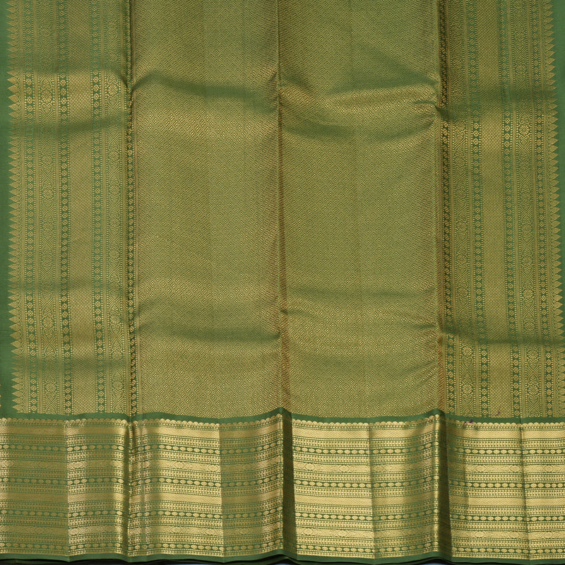 Hayagrivas Handloom Olive Green Kanjivaram Silk Saree KBF749H4-13