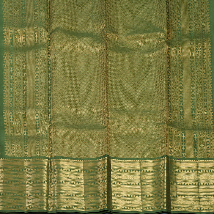 Hayagrivas Handloom Olive Green Kanjivaram Silk Saree KBF749H4-13