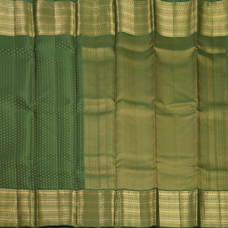 Hayagrivas Handloom Olive Green Kanjivaram Silk Saree KBF749H4-13