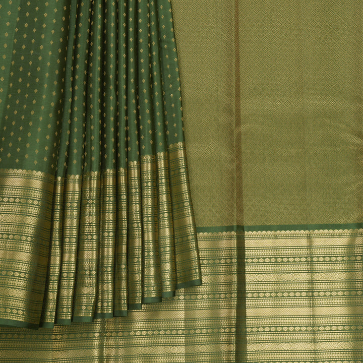 Hayagrivas Handloom Olive Green Kanjivaram Silk Saree KBF749H4-13