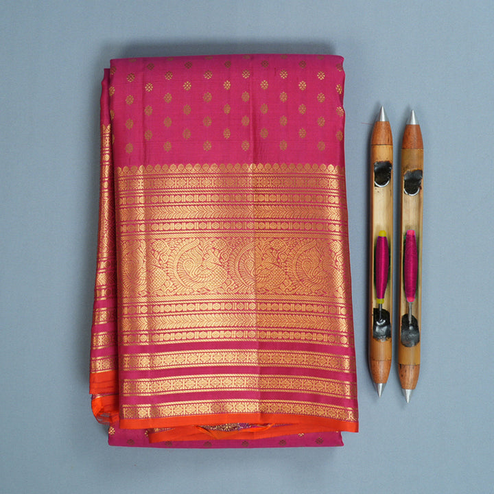 Hayagrivas Handloom Rani Pink Kanjivaram Silk Saree KBF749H4-15