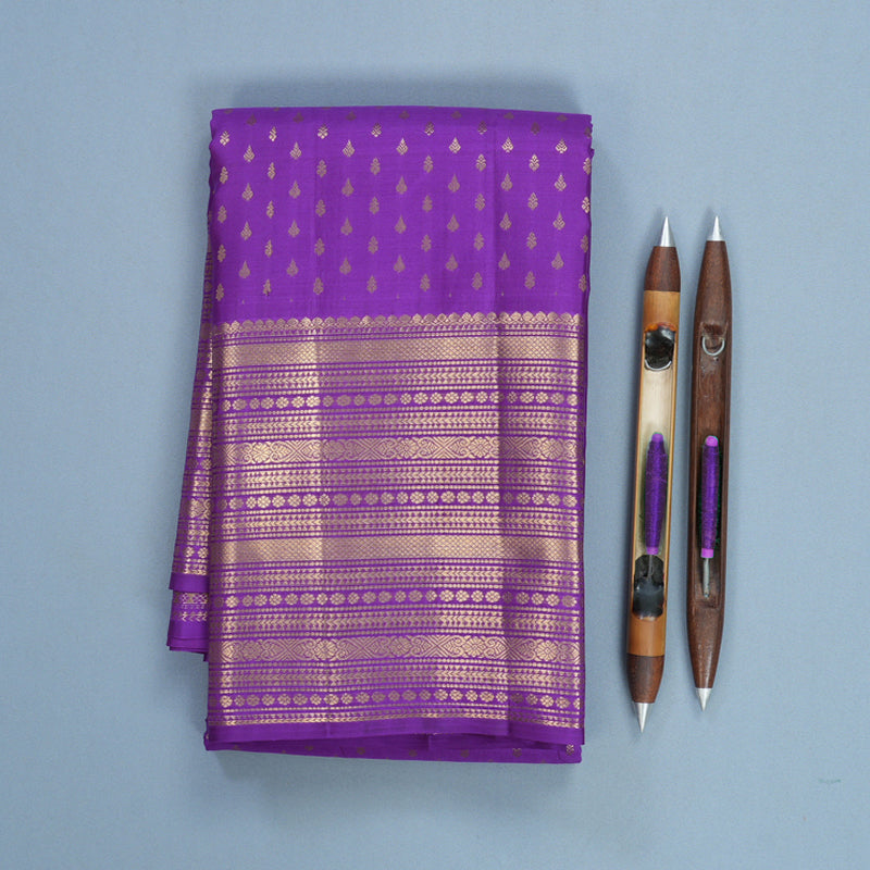 Hayagrivas Handloom Purple Kanjivaram Silk Saree KBF749H4-4