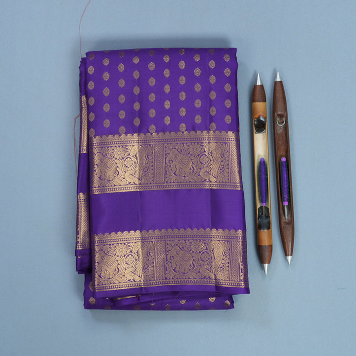 Hayagrivas Handloom Purple Kanjivaram Silk Saree KBF749H4-5