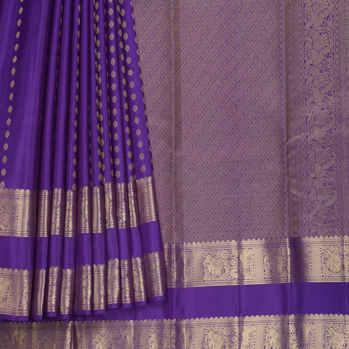 Hayagrivas Handloom Purple Kanjivaram Silk Saree KBF749H4-5