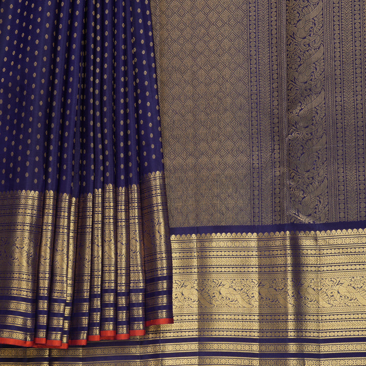 Hayagrivas Handloom Midnight Blue Kanjivaram Silk Saree KBF749H4-7