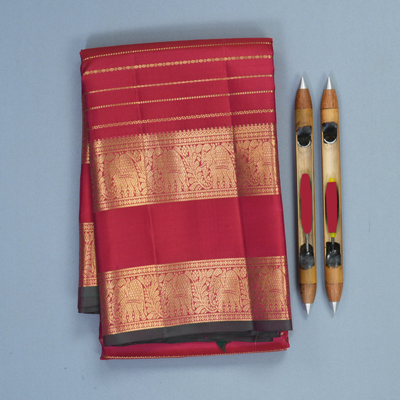 Hayagrivas Handloom Reddish-Pink Kanjivaram Silk Saree KBF749H5-5