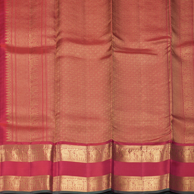 Hayagrivas Handloom Reddish-Pink Kanjivaram Silk Saree KBF749H5-5
