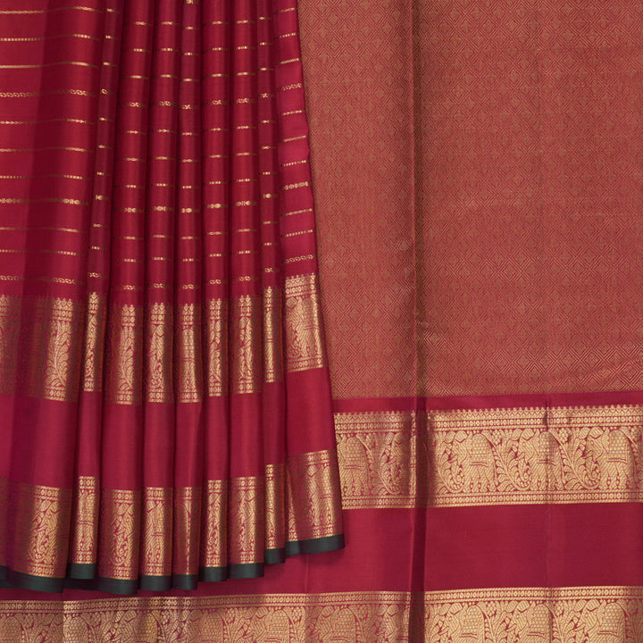 Hayagrivas Handloom Reddish-Pink Kanjivaram Silk Saree KBF749H5-5