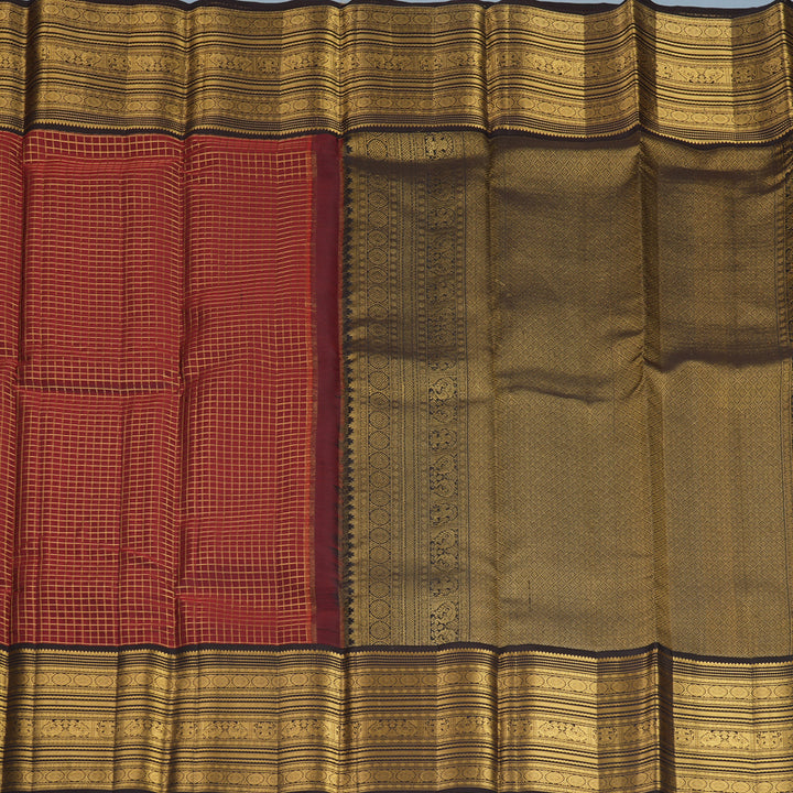 Hayagrivas Handloom Maroon Kanjivaram Silk Saree with Kanchana Brown Border KBF749H6-1