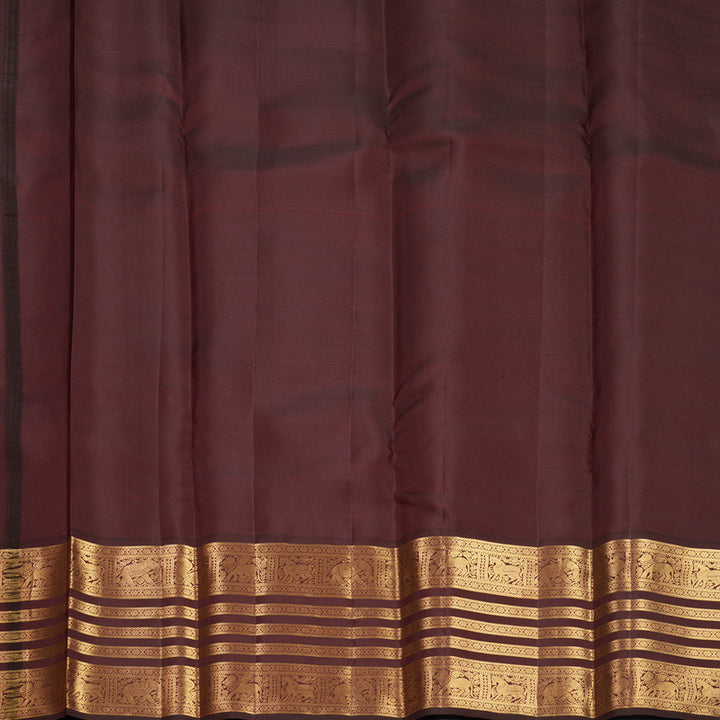 Hayagrivas Handloom Coffee Brown Kanjivaram Silk Saree KBF749H6-10