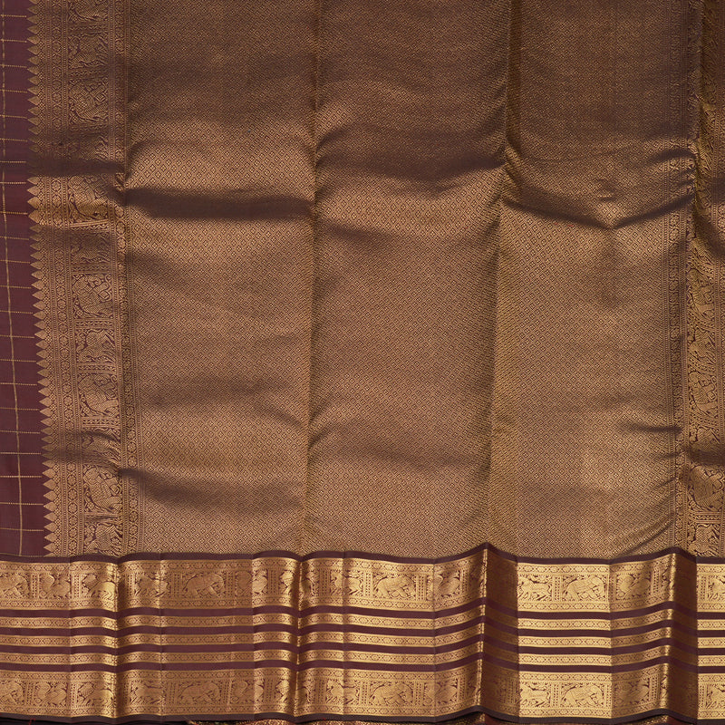 Hayagrivas Handloom Coffee Brown Kanjivaram Silk Saree KBF749H6-10