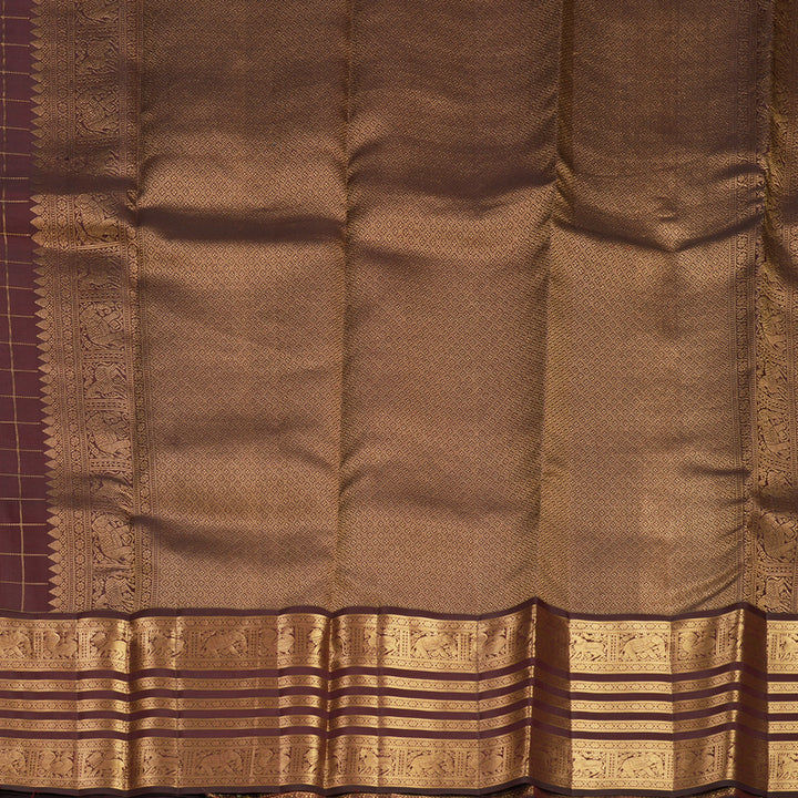 Hayagrivas Handloom Coffee Brown Kanjivaram Silk Saree KBF749H6-10