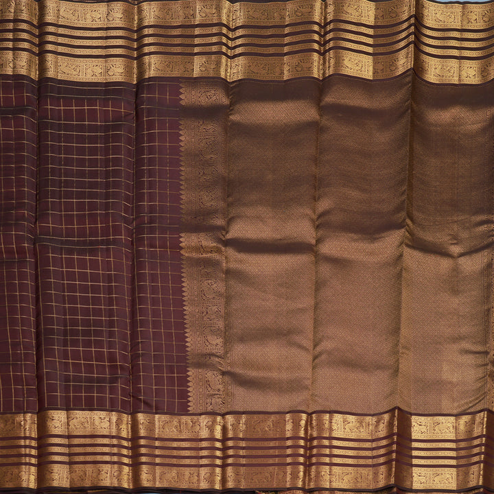 Hayagrivas Handloom Coffee Brown Kanjivaram Silk Saree KBF749H6-10