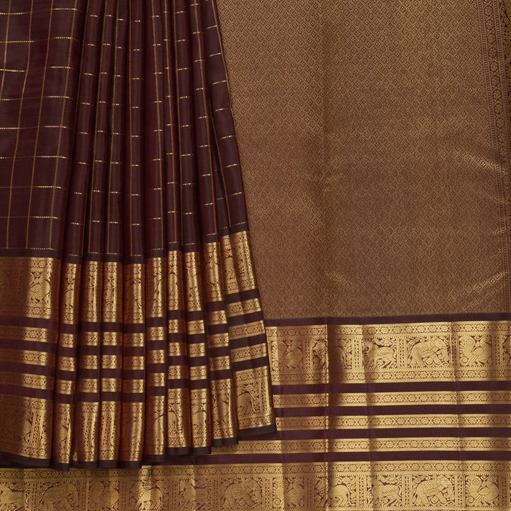 Hayagrivas Handloom Coffee Brown Kanjivaram Silk Saree KBF749H6-10