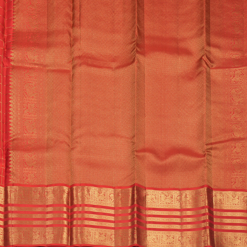 Hayagrivas Handloom Red Kanjivaram Silk Saree KBF749H6-11