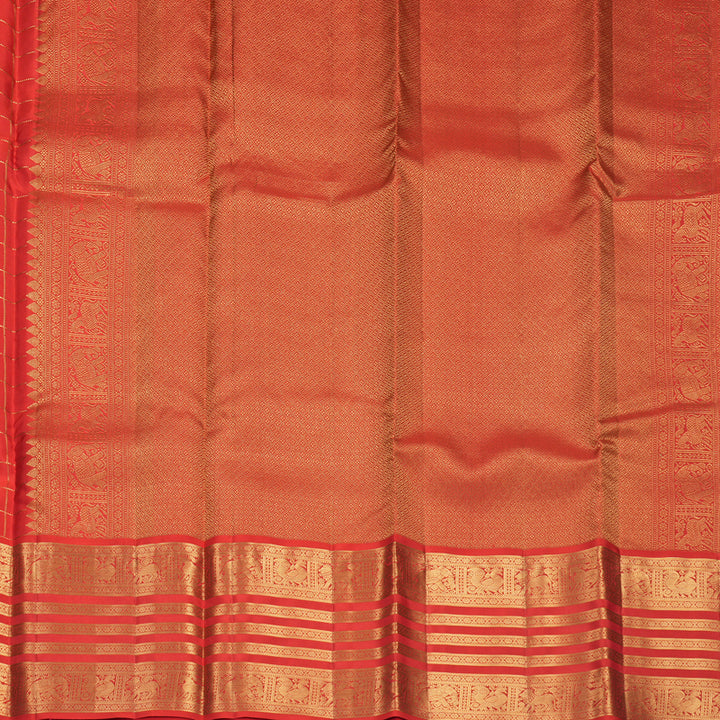 Hayagrivas Handloom Red Kanjivaram Silk Saree KBF749H6-11