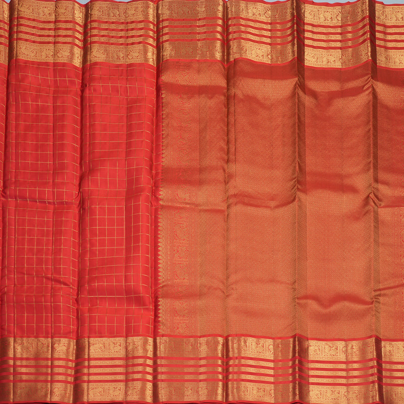 Hayagrivas Handloom Red Kanjivaram Silk Saree KBF749H6-11