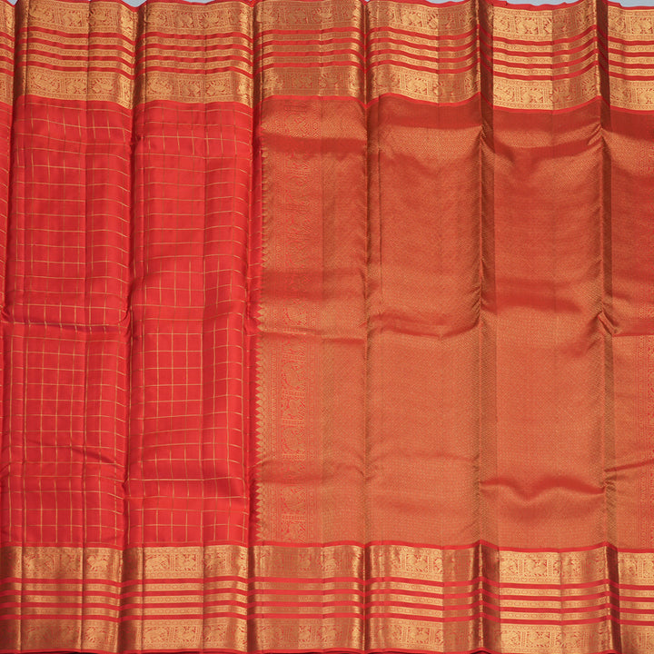 Hayagrivas Handloom Red Kanjivaram Silk Saree KBF749H6-11
