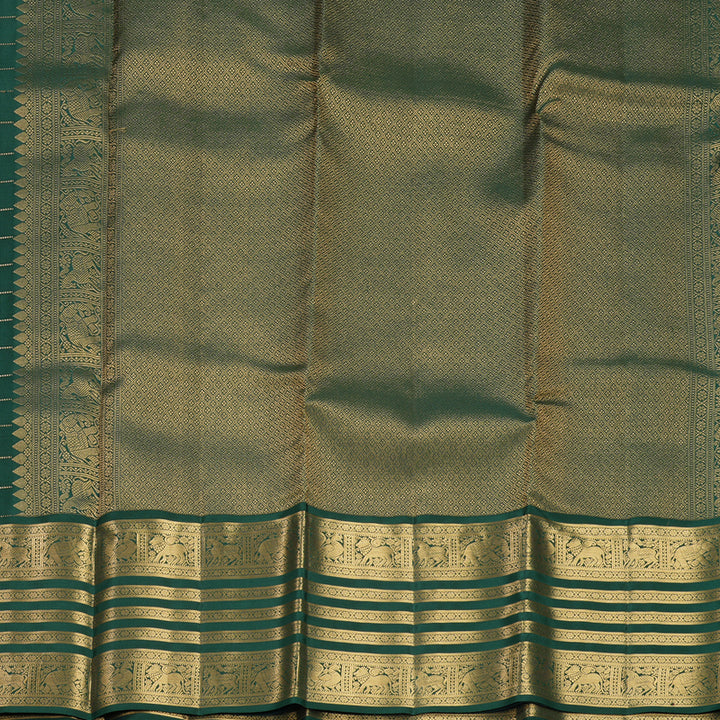 Hayagrivas Handloom Bottle Green Kanjivaram Silk Saree KBF749H6-12