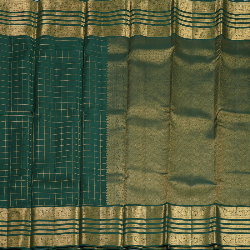 Hayagrivas Handloom Bottle Green Kanjivaram Silk Saree KBF749H6-12