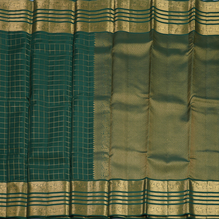 Hayagrivas Handloom Bottle Green Kanjivaram Silk Saree KBF749H6-12