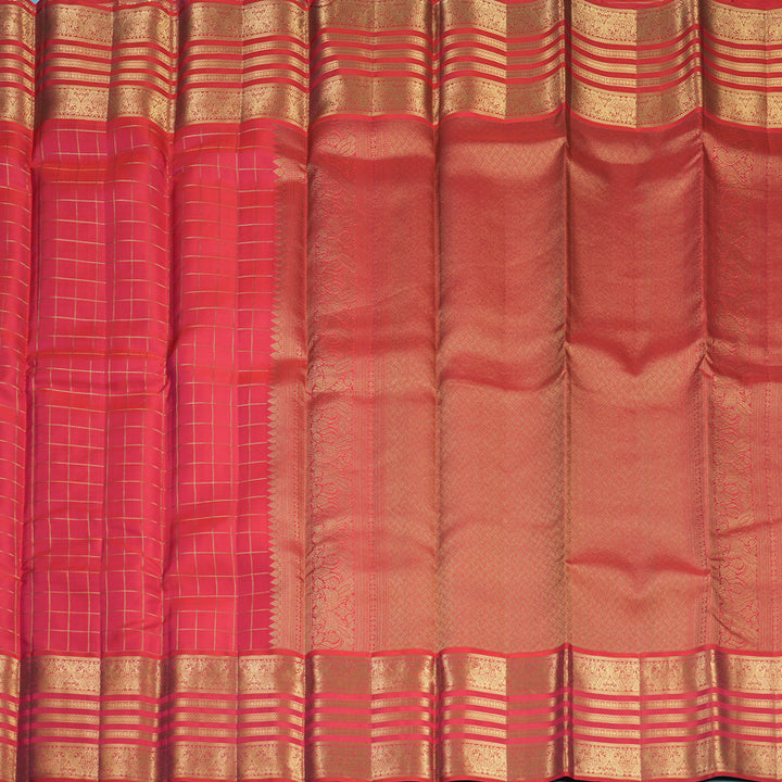 Hayagrivas Handloom Orangish-Pink Kanjivaram Silk Saree KBF749H6-13