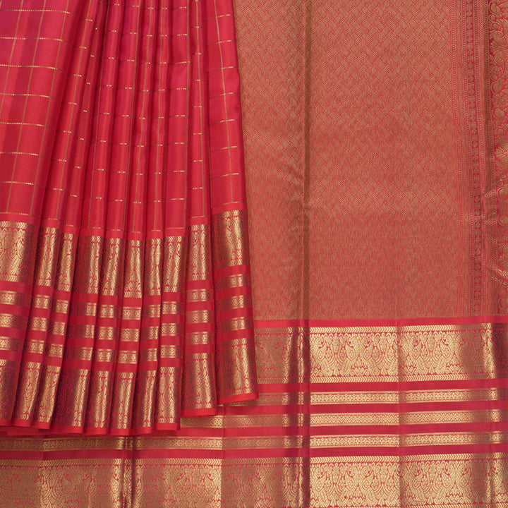 Hayagrivas Handloom Orangish-Pink Kanjivaram Silk Saree KBF749H6-13