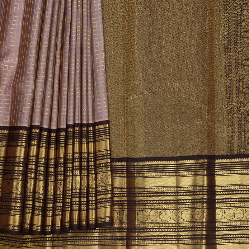 Hayagrivas Handloom Pastel Pink Kanjivaram Silk Saree with Kanchana Brown Border KBF749H6-18
