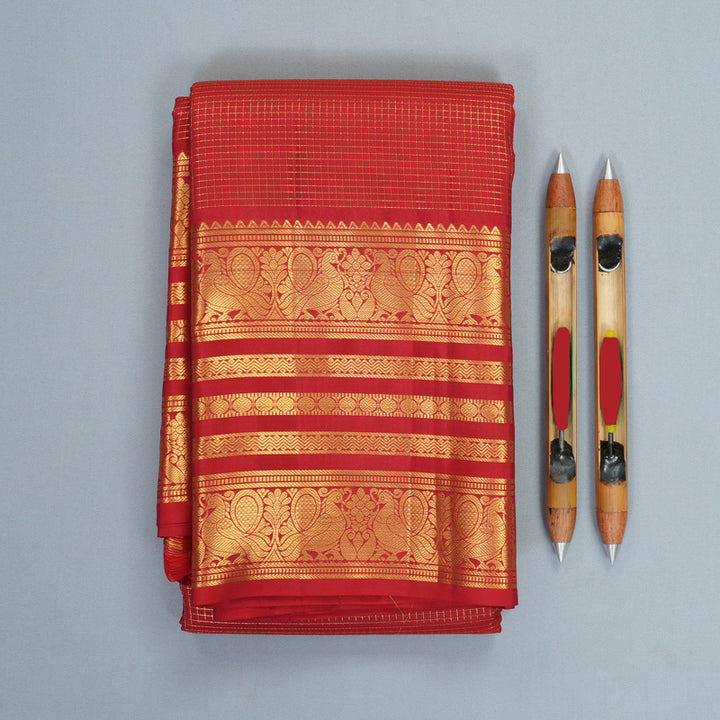 Hayagrivas Handloom Red Kanjivaram Silk Saree KBF749H6-24