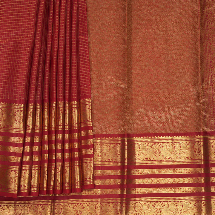 Hayagrivas Handloom Red Kanjivaram Silk Saree KBF749H6-24